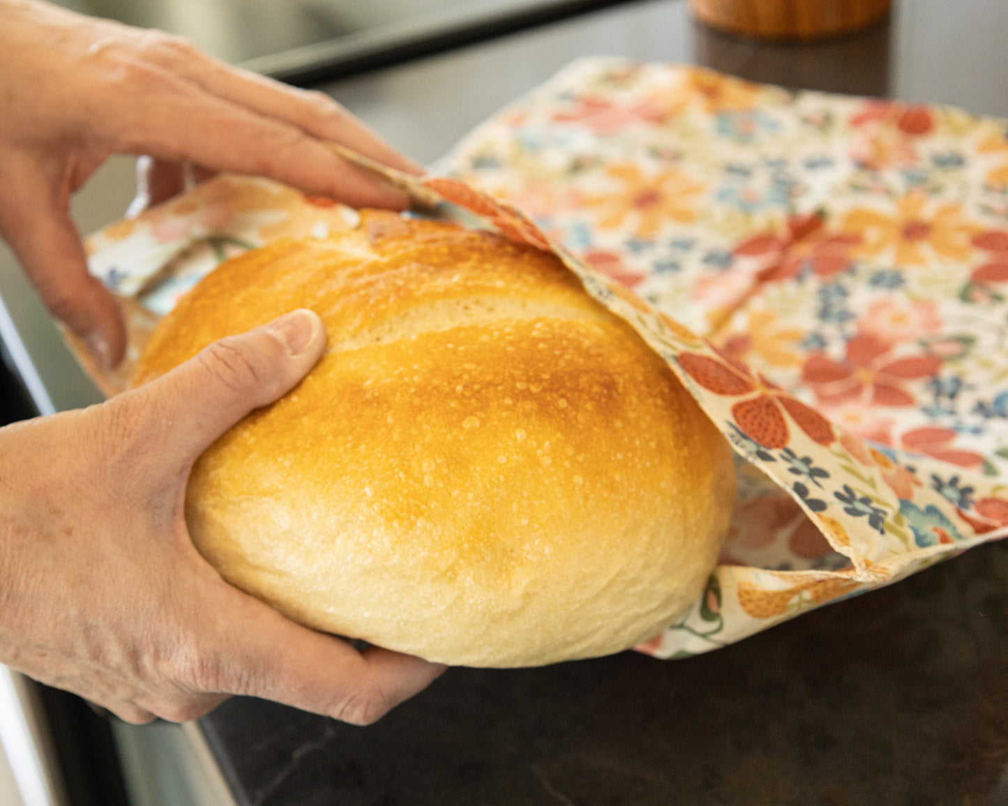 Beeswax Bread Bag - Mauve Bees