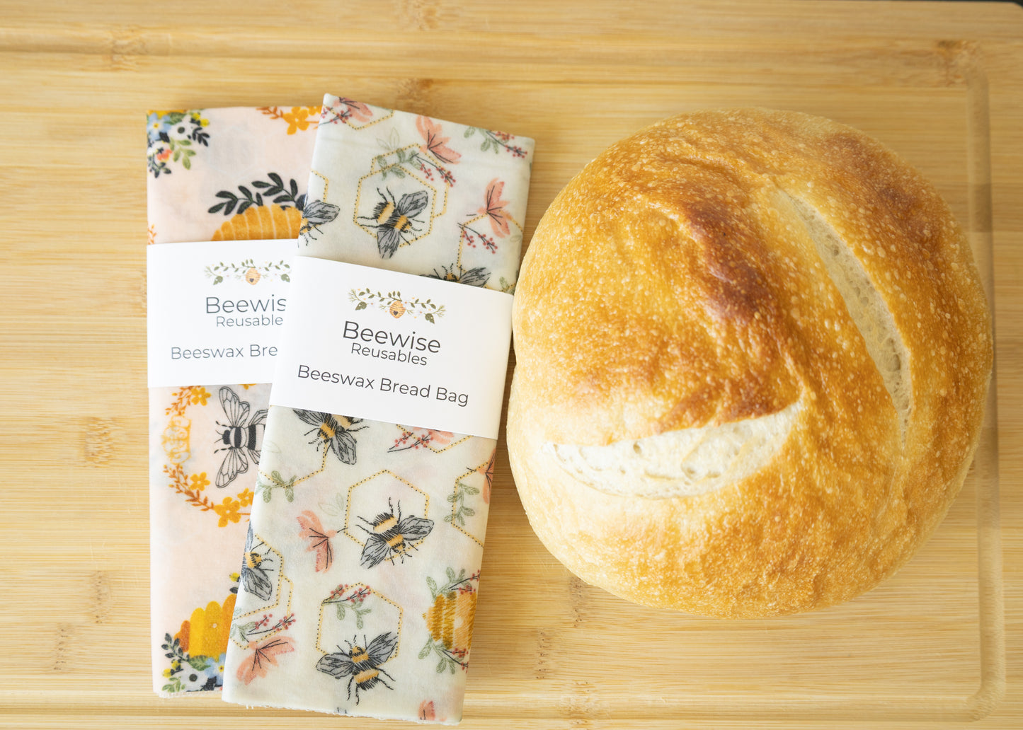 Beeswax Bread Bag - Mauve Bees